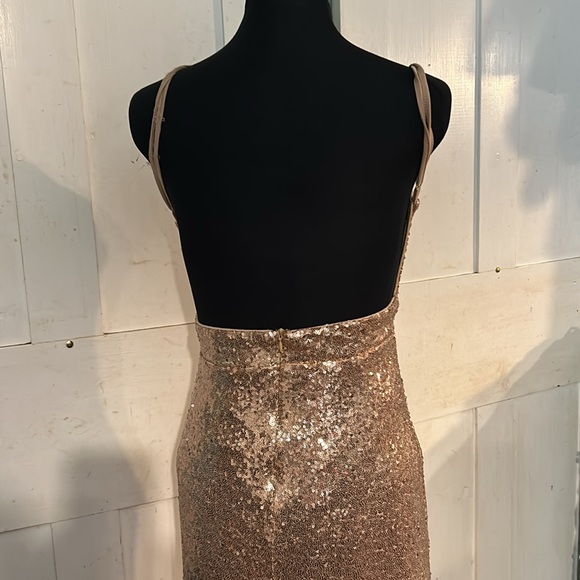 SALE $29 Shein Rosegold Sequin Maxi Gown Bodycon Bombshell Barbiecon Prom Gala - Picture 5 of 6